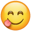 Smiley smakar på maten U+1F60B