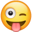 Smiley som blinkar med ett öga U+1F61C