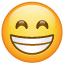 Flinande Whatsapp-smiley som visar tänder U+1F601