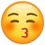 Kyssande smiley med slutna ögon U+1F61A