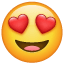 Smiley med hjärtögon på Whatsapp U+1F60D