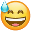 Emoji med öppen mun U+1F605