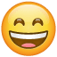 Skrattande Whatsapp-emoji med hopknipna ögon U+1F604