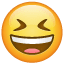 Whatsapp-emoticon med slutna ögon som skrattar U+1F606