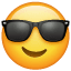 Emoji med solglasögon U+1F60E