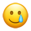 Leende ansikte med tår-emoji U+1F972