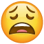 Smiley är håglös på Whatsapp U+1F629