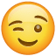 Smiley som blinkar med ett öga U+1F609