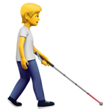 person med vit käpp: åt höger